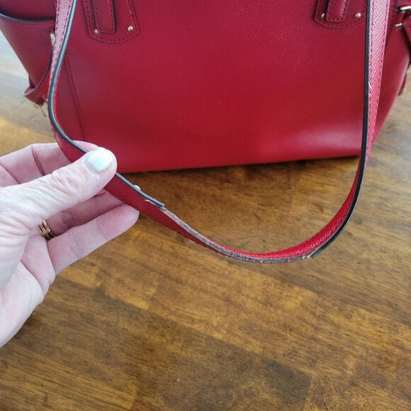 Michael Kors Red Saffiano Leather Tote - Picture 8 of 9